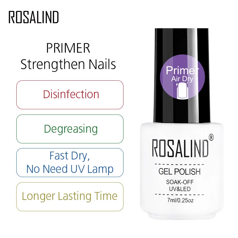 ROSALIND праймер для ногтей матовый топ для ногтей все для маникюра 7ml/10ml база для ногтей топ для ногтей