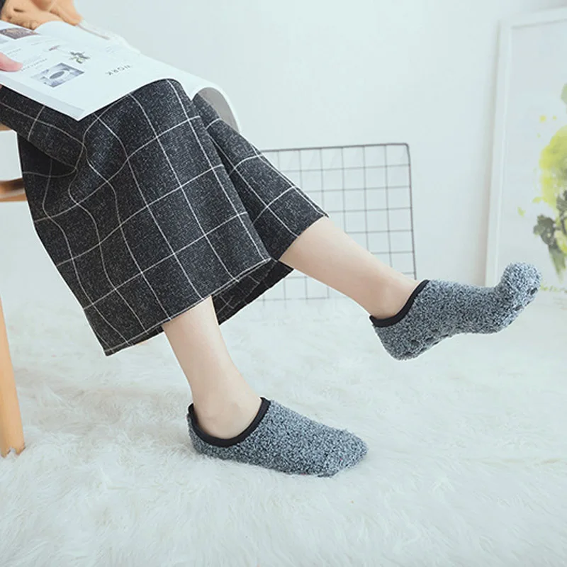 [EIOISAPRA]Coral Fleece Solid Warmer Floor Socks Women Reto Meias Funny Socks Lovely Sox Candy Color Antiskid Calcetines Mujer