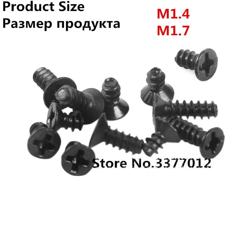

100pcs/lot Black tapping screw SZ069-1 M1.4 M1.7 Flat cross countersunk head tapping screws KB