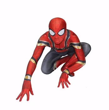 

2019 Children's day Carnival Party Iron Spiderman Costume Spandex Cosplay Spider Man Kids Adult Costumes Bodysuit Suit Jumpsuit