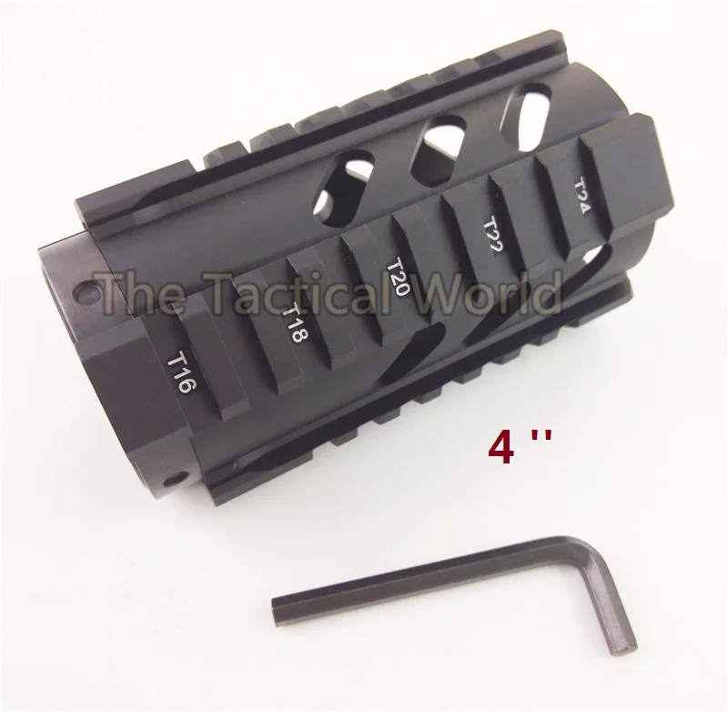 Тактический охотничий страйкбол 4 ''дюймовый AR-15 M16 M4 Handguard Free Float Quad Пикатинни винтовка стрельба RAS карабин фонарик - Цвет: black