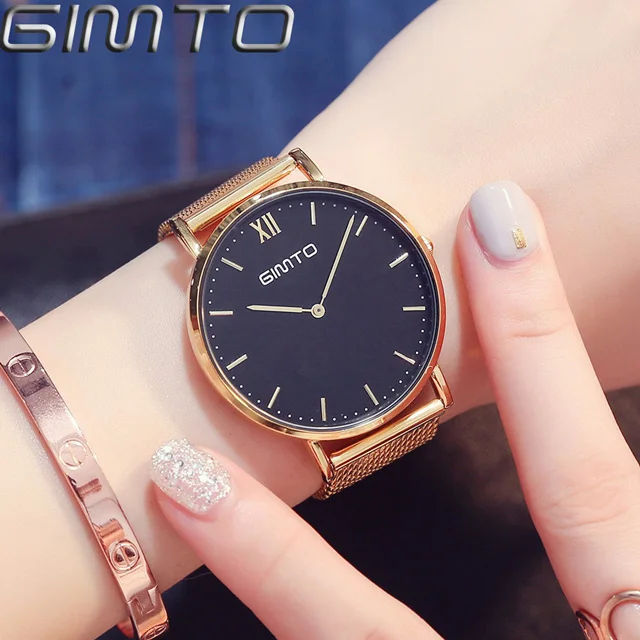 

2018 Fashion Casual GIMTO Brand Waterproof Quartz Watch Women Bracelet Wristwatch Full Steel Female Clock Relogio Feminino