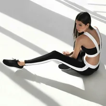 Negro Del Desgaste Del Deporte de Las Mujeres Ropa de Yoga Blanco Para Las Mujeres ejercicio Conjunto de Las Mujeres Ropa de Fitness Conjunto de Danza Jogging Yoga Femme Outfit
