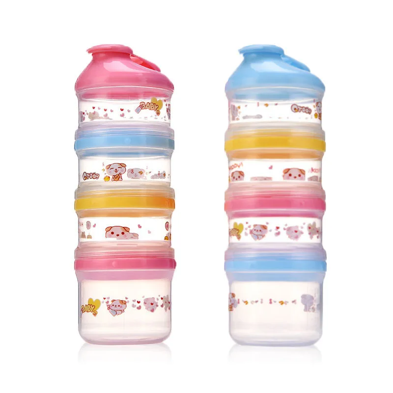 

Bobei elephant Cartoon Pattern Baby Formula Milk Storage Box Portable outing Food Snacks Container Four Layer big capacity