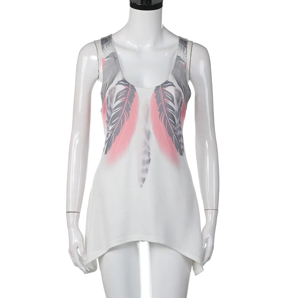 2017 Весна Лето сексуальные женские рубашки без рукавов с перьями блузки