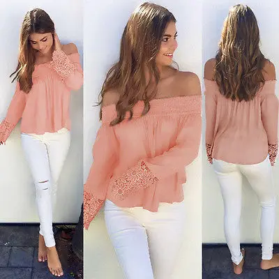 

New Autumn Fashion Women Lady Sexy Off Shoulder Casual Long Sleeve Slim T-Shirt Top