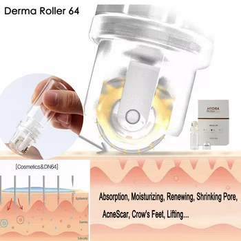 

Micro needles roller dermaroller Hydra Roller 64 MezoRoller Anti Age Derma Reborn Eye Treatment Cell Regenaration Pores Refine