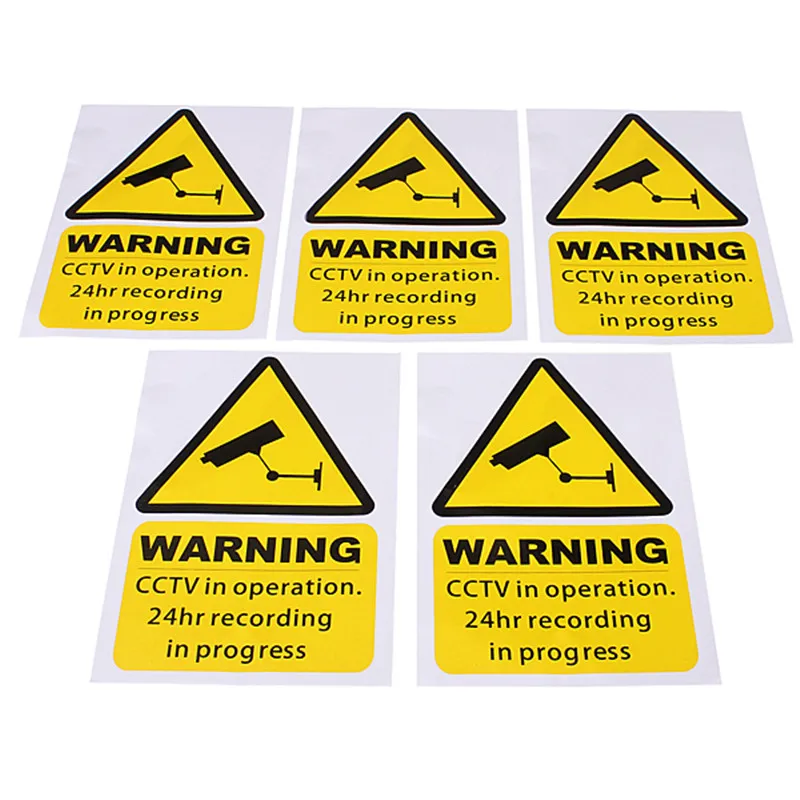 5Pcs CCTV In Operation Video Surveillance Security Burglar Alarm Decal