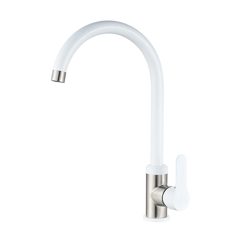 best kitchen faucets LEDEME Kitchen Faucet Stainless Steel Deck Mounted Kitchen Sink Mixer 360 Degree Rotation Single Hole White Faucets L74105W black kitchen tap Kitchen Fixtures