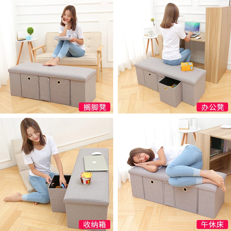 

Fabric storage sofa bench, clothing store test shoe sofa bench, household ottoman, multifunctional storage stool storage box