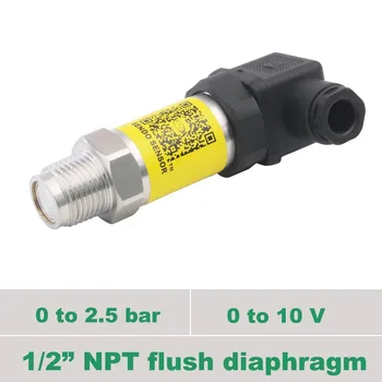 

high accuracy flush diaphragm pressure sensor 0 10 v + range 0 2.5 bar, 250 kpa gauge, 1 2 in NPT thread, ss 316L wetted parts