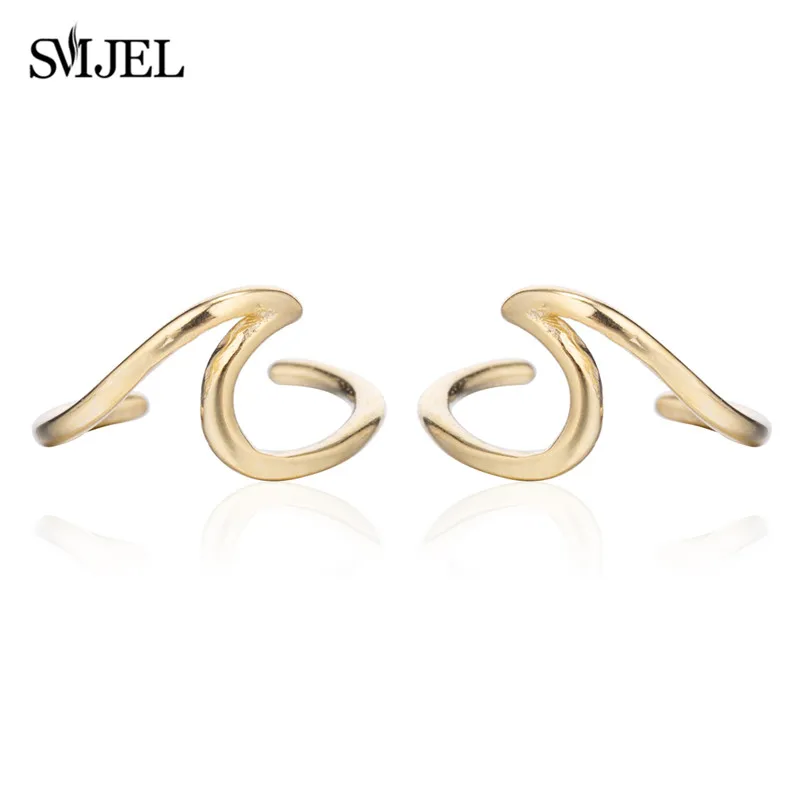 

SMJEL Bohemian Wave Cartilage Earrings Clip For Women Twisted Leaf Snow Mountain Ear Cuff Clip on Earrings Drop Shipping 2019