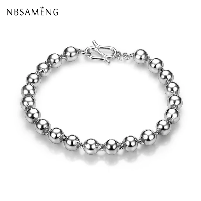 

2018 Authentic 925 Sterling Silver Vintage Buddhism Bead Bracelet Buddha Ball Charm For Women Trendy Fine Jewelry