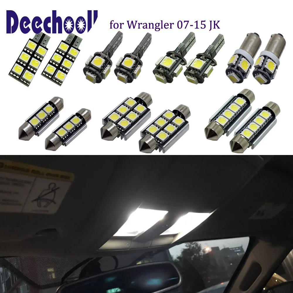 Автомобильные светодиодные лампы deechooll 12 шт. для Jeep Wrangler 07 15 белые автомобильные внутреннего освещения JK