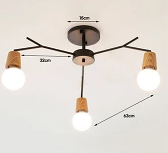 Скандинавский деревянный современный светодиодный потолочный светильник для дома, гостиной, спальни, потолочный светильник Lampara Techo - Цвет корпуса: 3 light