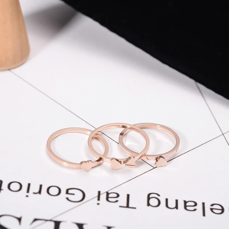 

YUN RUO Classic Designer Rose Gold Color 3 Round Clover Rings Set for Woman Gift Wedding Jewelry 316L Stainless Steel Never Fade