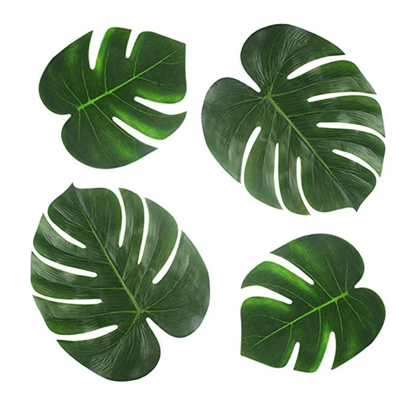 12pcs/Lot Fabric Artificial Palm Leaves Tropical Hawaiian Luau Party Jungle Beach Theme Party Table Decoration Accessories Decor