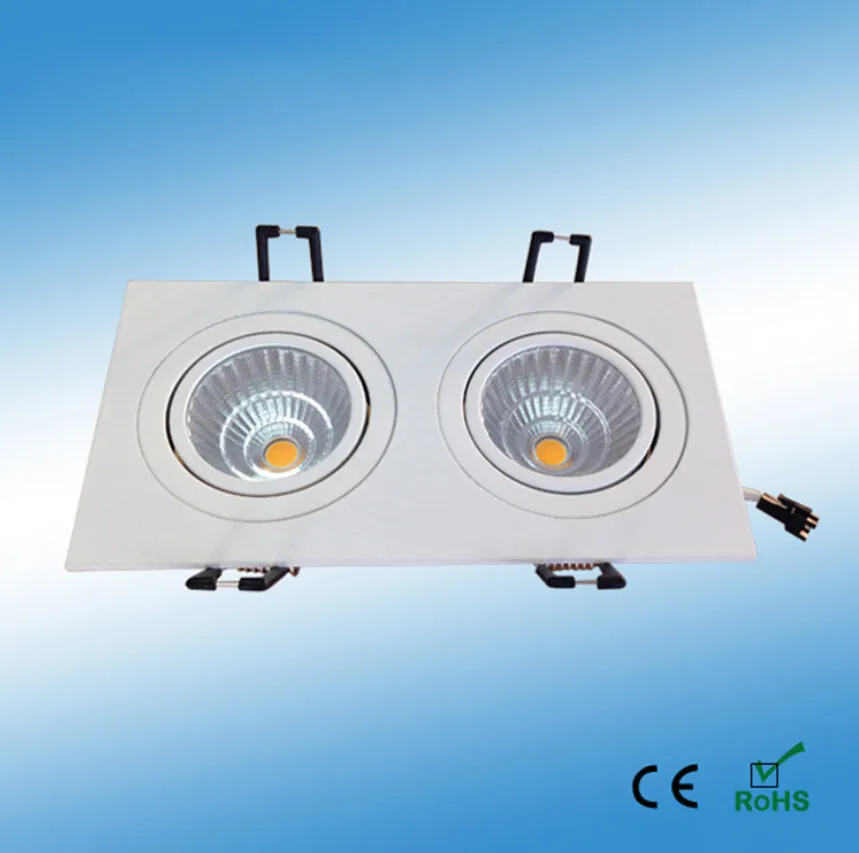 

Double slider COB LED Ceiling light square high 2*7W 2*10W 2*15W power COB grille brushed White 20W square Ceiling downlight