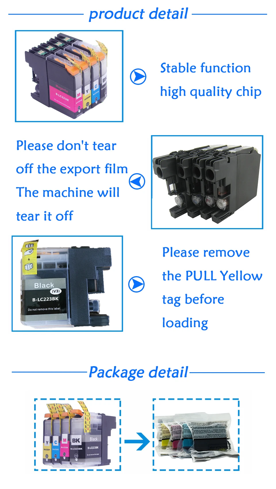 8 шт LC223 чернильный картридж для принтера brother LC223 DCP-J562DW DCP-J4120DW MFC-J480DW J680DW MFC-J4620DW J5320DW полный картридж LC223
