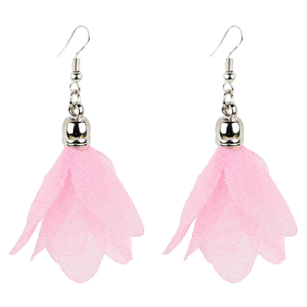 

2018 FASHION!Romantic Pink White Black Flower Long Earrings For Women 2017 New Sweet Summer Earring Bijoux Femme Gifts 5 colors