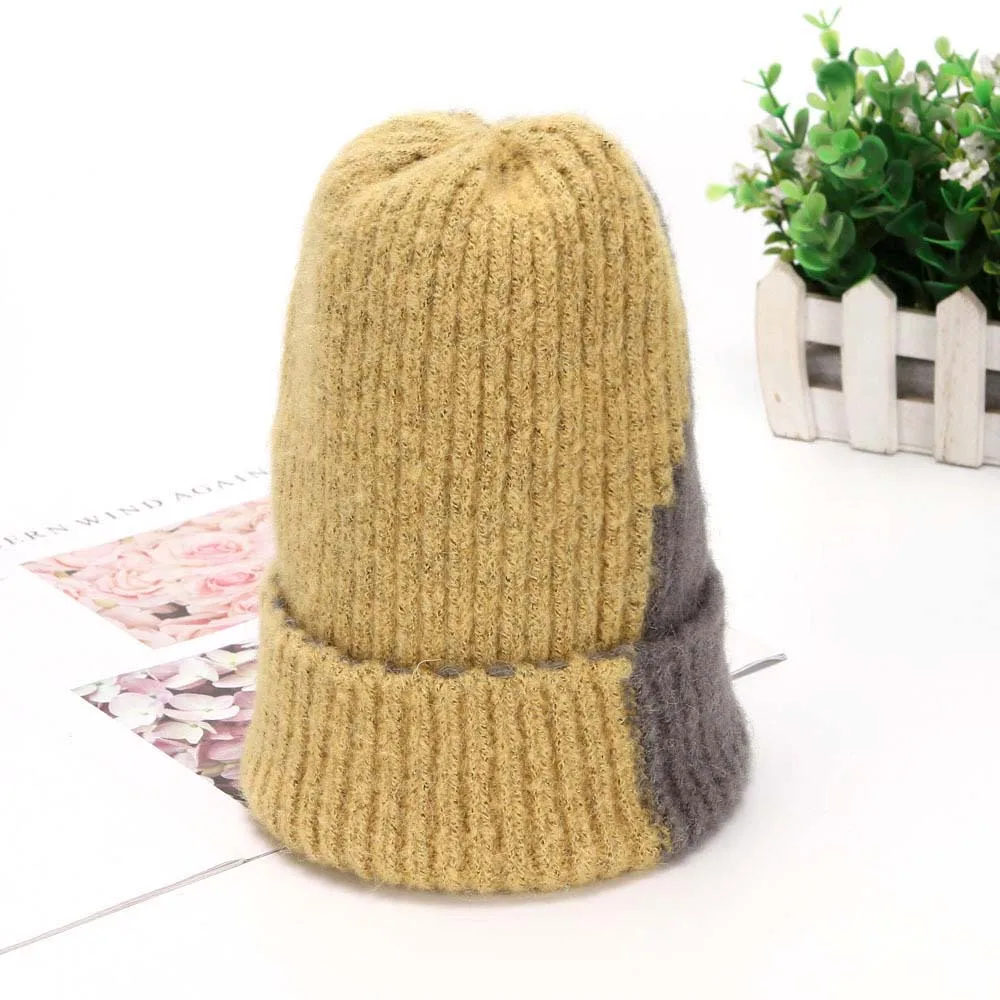 Women's Beanies Luxury Winter Wool Skullies hat Hats Thick Warm Bonnet casual Beanie Soft Crochet Knitted Cap For Girl Female - Цвет: C2