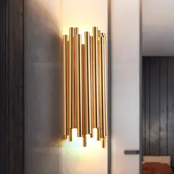 Скандинавский гостиничный номер латунный светодиодный настенный светильник Искусство Золотой гостиной спальни прохода кухня украшение