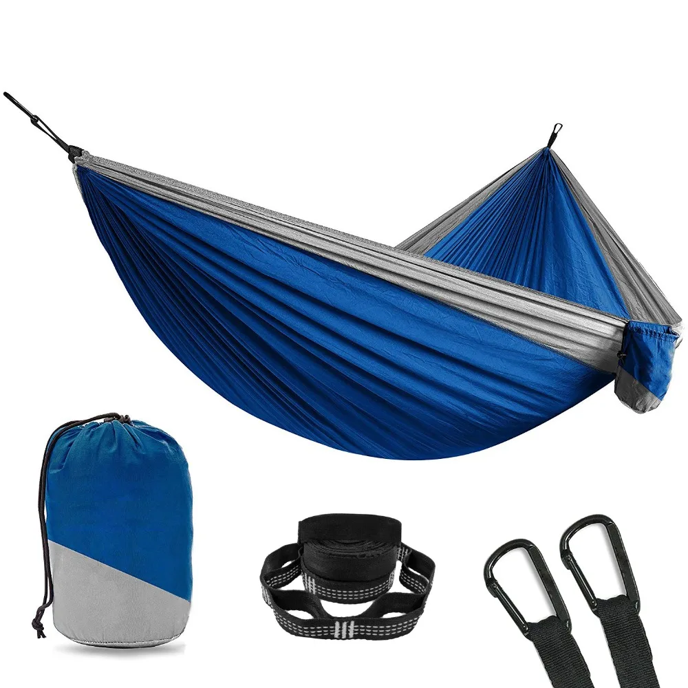 

2 Person Double Camping Hammock With 2pcs Tree Straps XL 10 Foot Nylon Portable Heavy Duty Holds 700lb for Sitting Hanging Sale