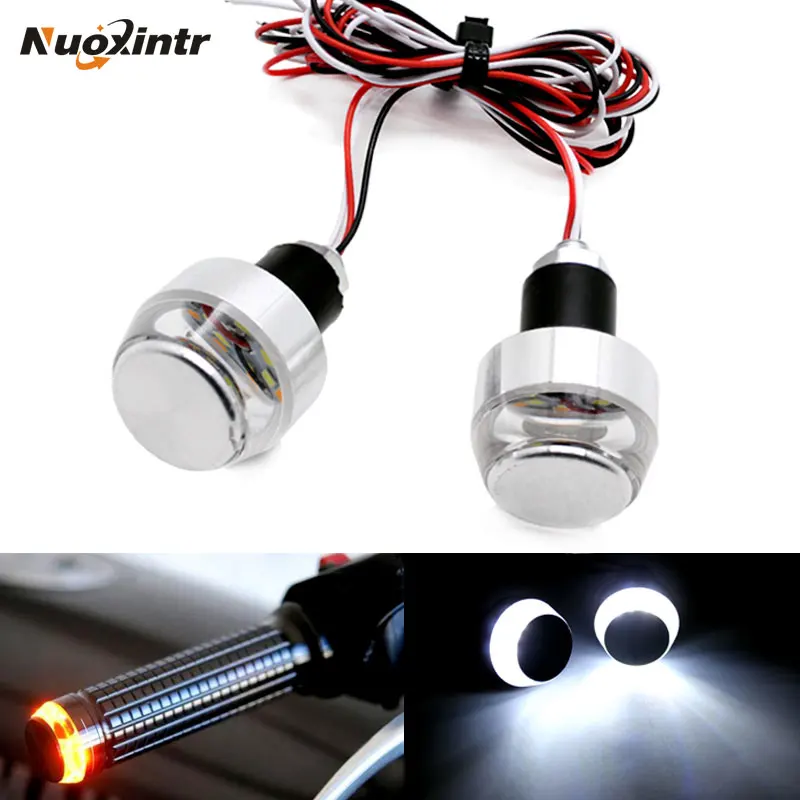 

Nuoxintr 2PCS 22mm Motorcycle Amber LED Handle Bar End Indicator Grip Plug Turn Signal Light Handlebar Motorcycle Accessories