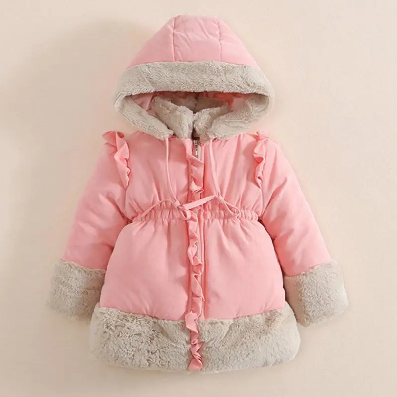 

2017 fashion Winter Embroidered Hooded Fur Collar Down Jacket Baby Girl Down Kids Jacket Cotton Parka outwear 1-6 years