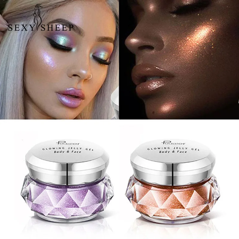 

Face Highlighter Palette Jelly Gel Makeup 3D Face Bronzer Contour Metallic Pigment Body Highlight Cream Eye Shadow Pink Bronzer