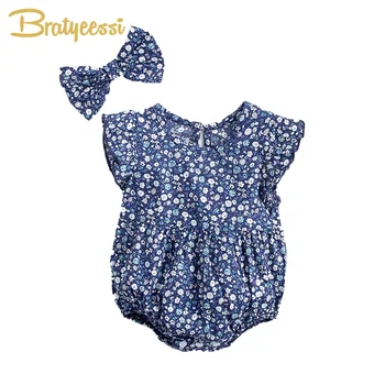 

New Dot Baby Romper with Headband Cotton Baby Girl Summer Clothes Ruffle Sleeve Newborn Rompers Baby Onesie Toddler Jumpsuit