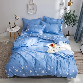 

3/4pcs Quality blue Dandelion Printing Textile Bedding Set Include Duvet Cover&Sheets&Pillowcases Comfortable Home star Bed Set