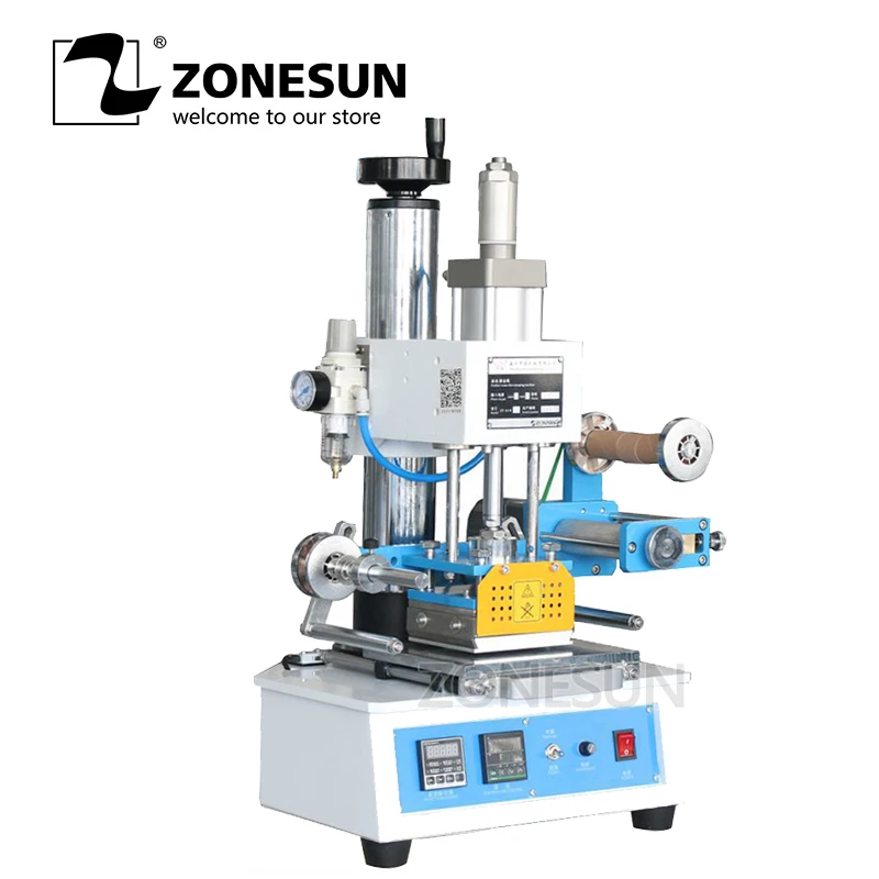 

ZONESUN ZY-819H Auto Industrial Hot foil Stamping Machine Leather LOGO Wood Mark Name Card Branding Machine Leather Embossor