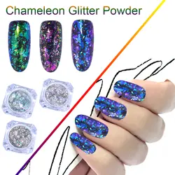 FairyGlo 10 г/кор. Хамелеон Блеск порошок ногтей Bling Aails аксессуары Chrome кристаллы маникюр инструмент украшения Гвозди порошок