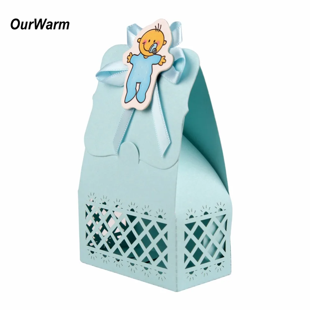 Ourwarm 48 шт. Baby Shower сувениры и подарки сумка Бумага коробка конфет для ребенка душ Аксессуары мальчик девочка День рождения поставки