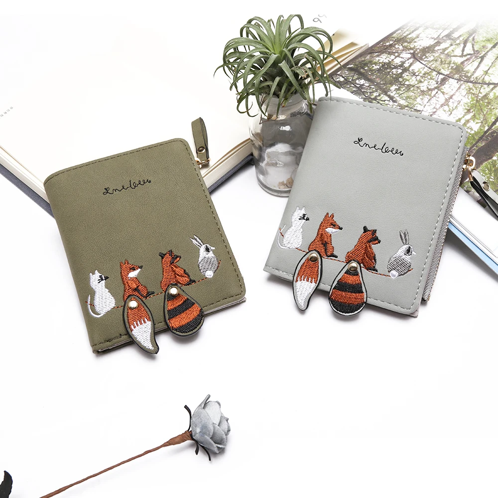 Женские Модные бумажник с любимыми персонажами из мультфильмов Животные короткая кожаная женская маленькая портмоне на застежке молнии кошелек для детей держатель для карт для девочек
