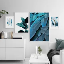 NUOMEGE Nordic Minimalism Abstract Feather Leaves Frameless Painting Decorative Painting Modern Home Decoration Wall Decor