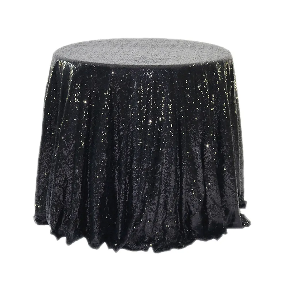 Round Sequin Tablecloth White Gold Sequin Table Cover for Christmas Party Wedding decor