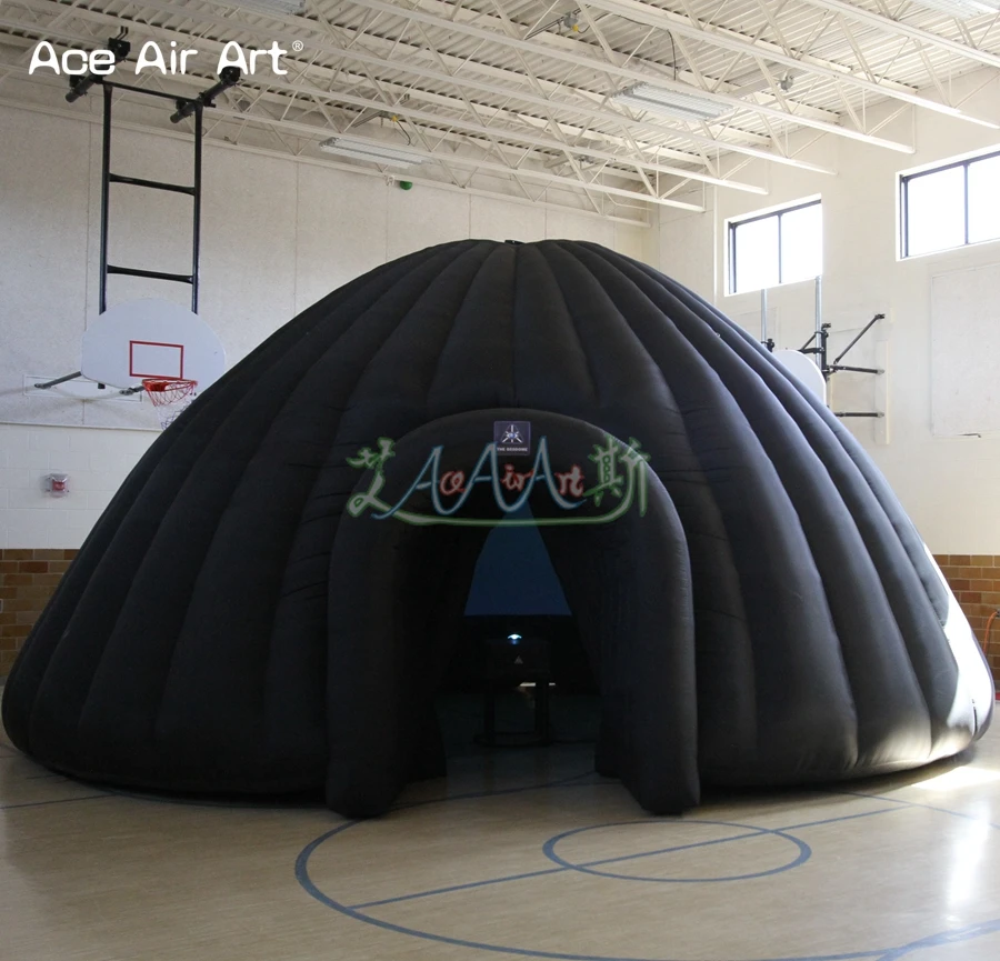 Прочный 5 м черный кинотеатральный надувной купольный кинотеатр, палатка планетария, купольная форма igloo шатер в оптовой цене
