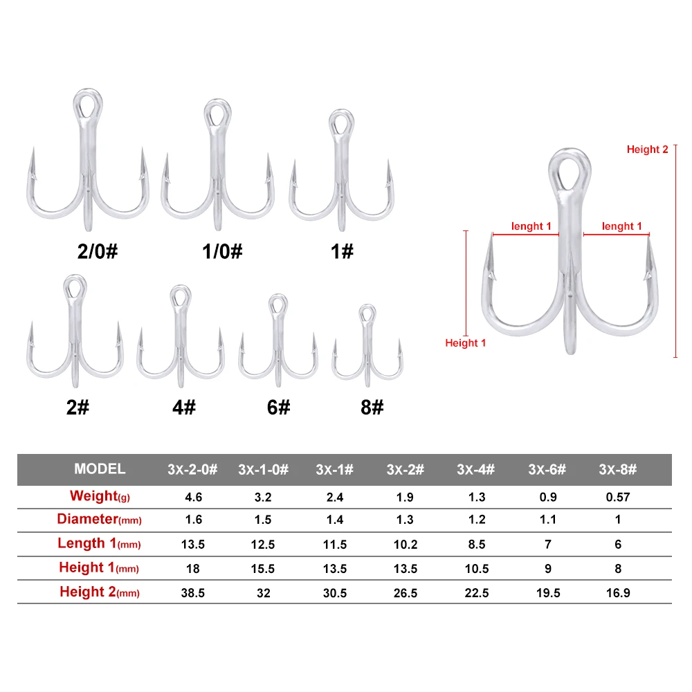 50 шт./лот рыболовный крючок в соленой воде матовые оловянные тройные Крючки 2/0#-1/0#-1#-2#-4#-6#-8# высокопрочная Высокоуглеродистая сталь 3X крючки