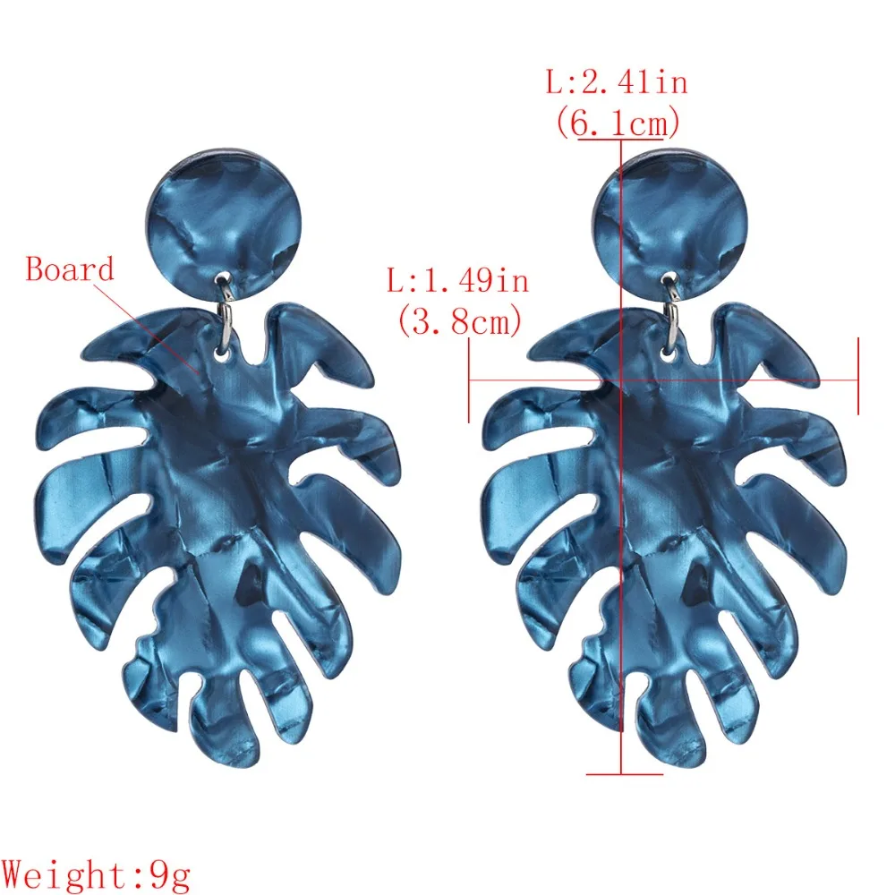 Женский акриловый тропический Monstera серьги в форме листа эффектные Висячие серьги для женщин модные ювелирные изделия вечерние аксессуары