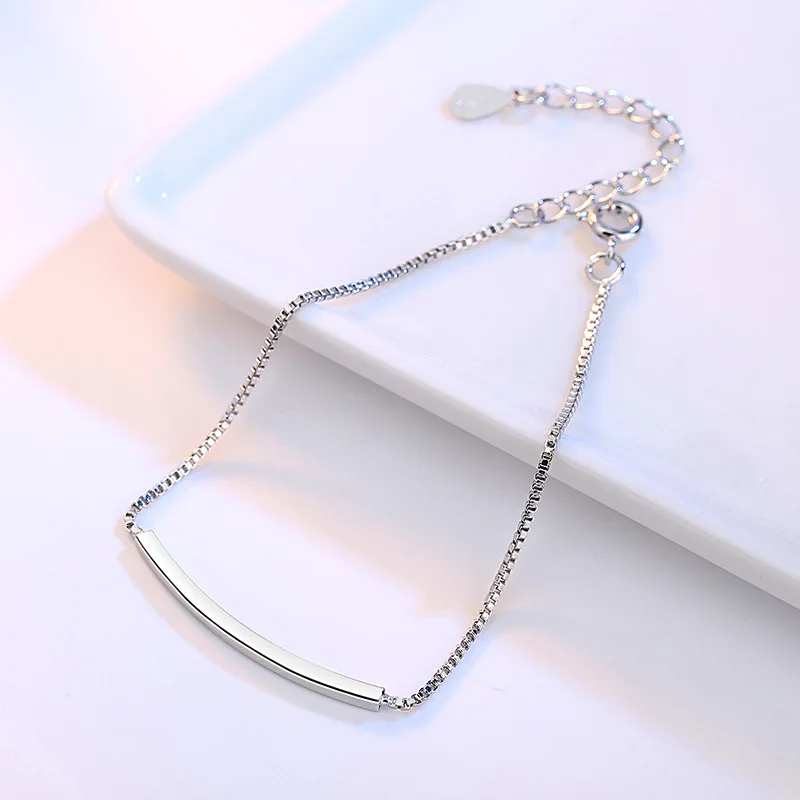 

New Japan and South Korea personality simple curved tube box chain bracelet wild women's silver jewelry bracelet