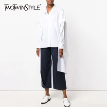 TWOTWINSTYLE, асимметричная женская блузка, пэчворк, длинный рукав, раздельная рубашка, женские топы, осень, модная винтажная одежда