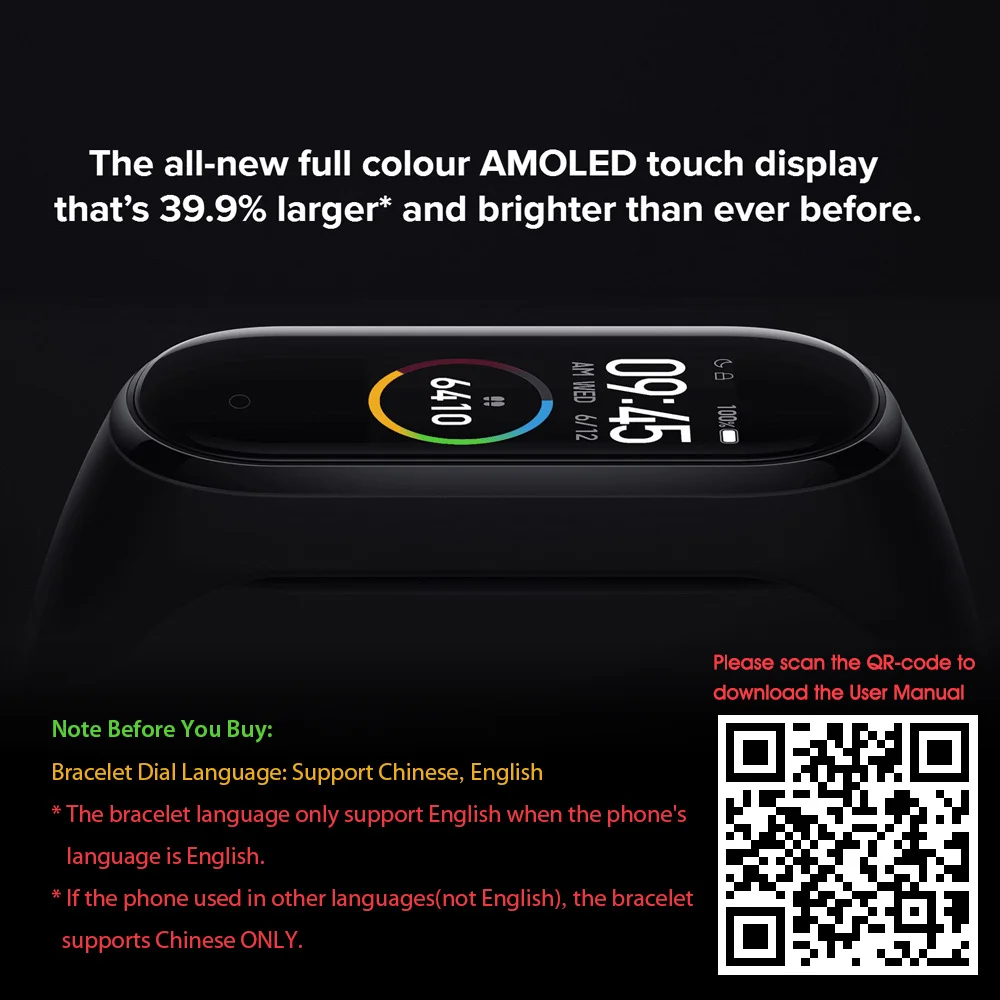 Xiaomi Mi Band 4 новейший музыкальный умный Браслет фитнес-трекер для измерения сердечного ритма 0,9" цветной AMOLED экран BT 5,0 браслет