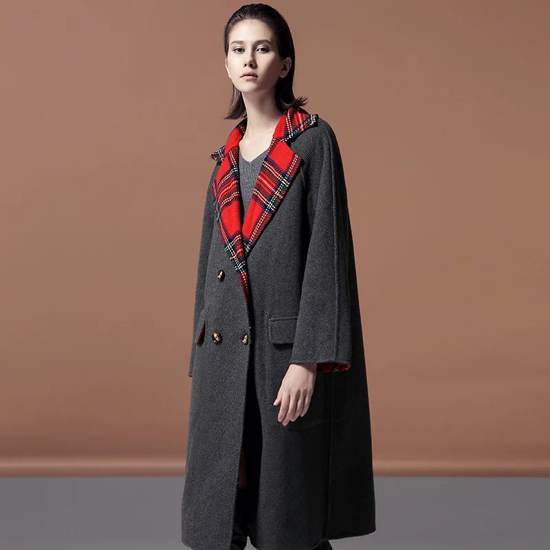 Manteau Boutonnage Nouvelles face Lâche De À Multi Double Treillis Mode 2018 Femmes Laine Veste Double aAnwdxzZZX