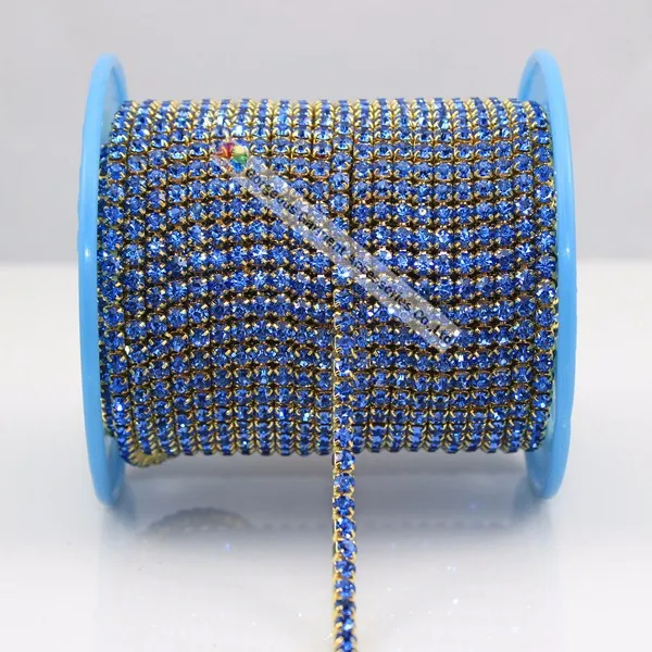 10 метров SS6-SS16 светлый сапфир камни близко плотная цепь страз в оправе с SS16 цвета: золотистый, серебристый пластина для DIY browband украшения