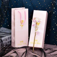 1 шт., имитация вечности, 24 K, Золотая фольга, розовый цветок, радуга, День Святого Валентина, романтический цветок, свадебный подарок, красивый светодиодный светящийся