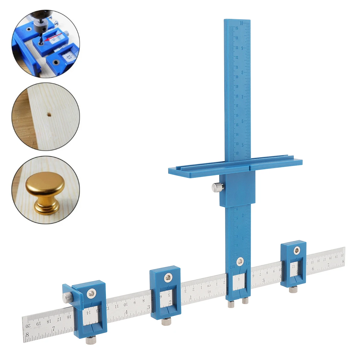 

16 Inch Multifunctional Adjustable DIY Woodworking Hole Punching Locator for Cabinet Handle Installation