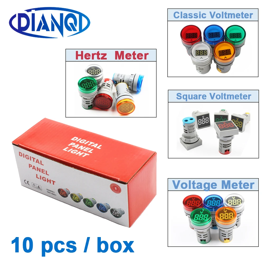 

Mini Digital Voltmeter 22mm AC 50-500V Volt Voltage Tester Meter LED Indicator Pilot Lamp Light HZ meter frequency