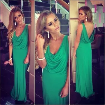 

Unqiue Design Neckline Ruffles Prom Gown Long Wedding Party Dress Custom Made